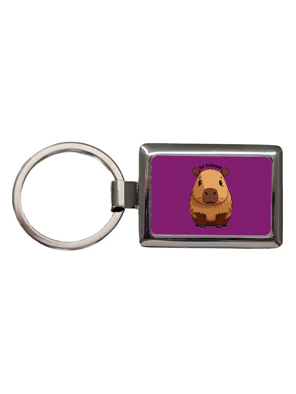 Capybara Hi Friend Hello Funny Metal Rectangle Keychain