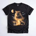 thumbnail image 1 of Capybara Howling at the Full Moon Graphic T-Shirt, Vintage 90s Galaxy Animal Tee, Capybara Lover Gift, 1 of 4