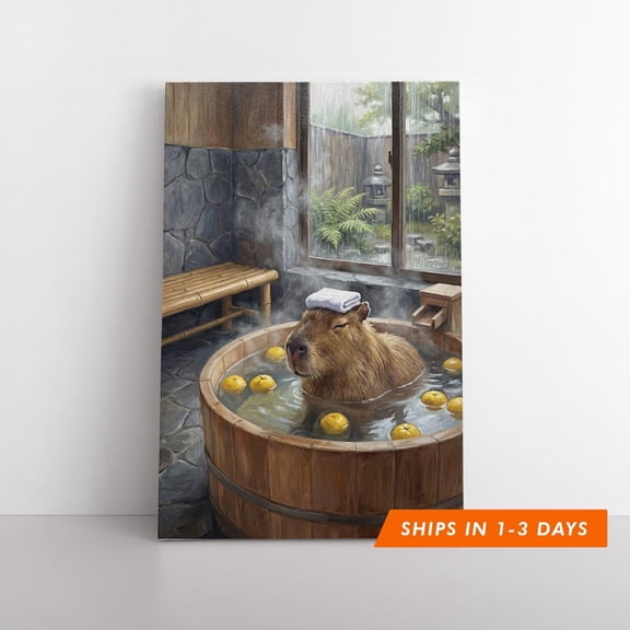 Capybara In Bathtub Japanese Onsen Zen Spa Poster, Unframed Poster