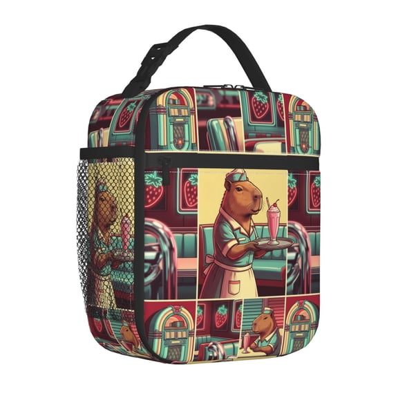 Capybara Insulated Lunch Bag Lightweight Cooler Box Reusable Meal Organizer Office Commute Portable Handheld Travel Bag Animal Graphic Print Carry