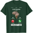 thumbnail image 1 of Capybara Is Calling Funny Rodent Animal Lover Humor Softstyle Unisex T-Shirt,Forest Green Color,Size XL, 1 of 5