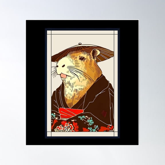 Capybara Japanese Wear Kimono Vintage Poster Wall Art, Modern Wall Decor For Living Room Bedroom, 12x18 UNFRAMED