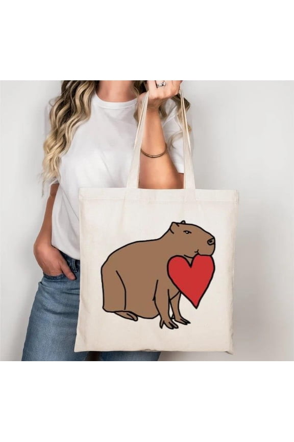 Capybara Love Heart Tote Bag for Valentine's Day Fun, a gift just for you