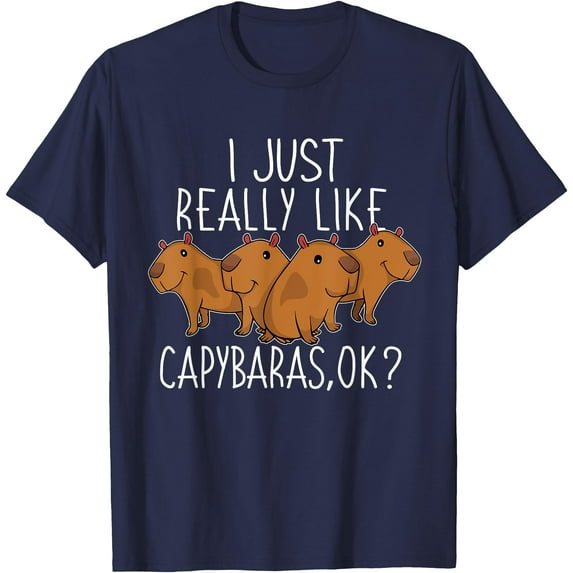 Capybara Lover Cute Rodent Animal Unisex T-Shirt for Men Women Kids Toddler,Navy Color,Size 2T
