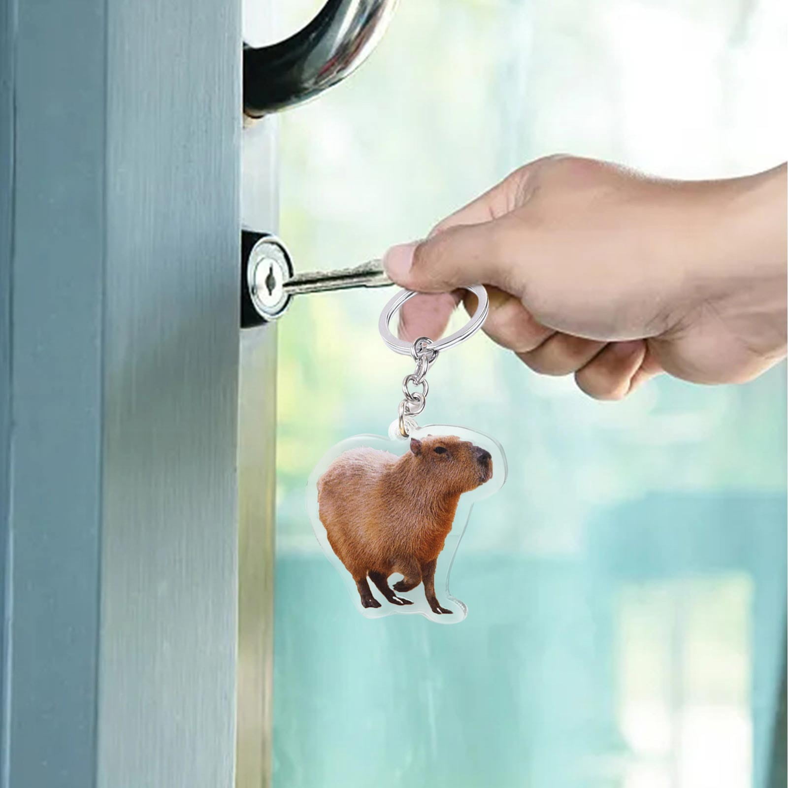 Capybara New Water Keychain Cute Cartoon Car Key Ring Animal Key Wallet
