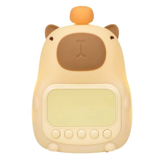 Capybara Night Light with Digital Clock, Silicone Animal Night Light Rechargeable Tabletop Decoration Lamp,Capybara Lamp