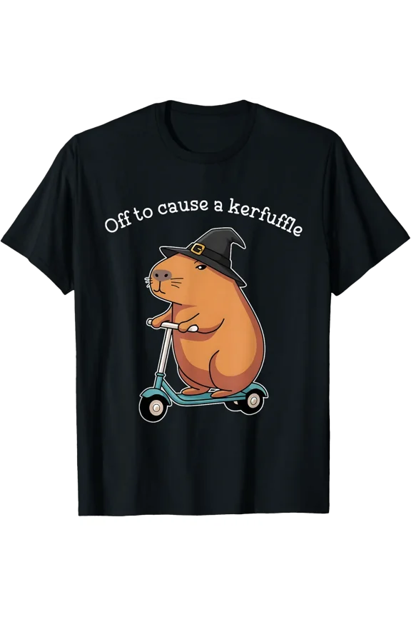 Capybara Off To Cause A Kerfuffle T Shirt Size S-5XL