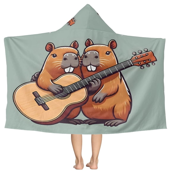 Capybara Pattern Beach Poncho - Microfiber - Towel - Kids Lightweight And Practical Essential For Beach Vacation