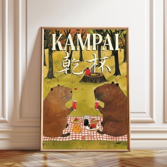 Capybara Picnic Kampai Celebration Forest Wall Artwork