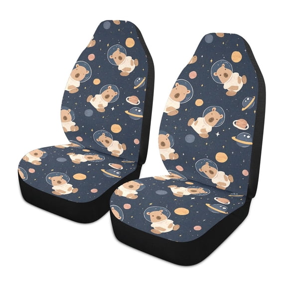 Capybara Planet Star Pattern Car Seat Covers Front Seats Universal Fit for Sedan SUV Truck Van