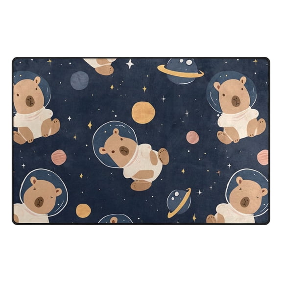 Capybara Planet Star Pattern Memory Foam Area Rug 31"x20" Non Slip, Absorbent, Fade Proof for Living Room, Bedroom, Office