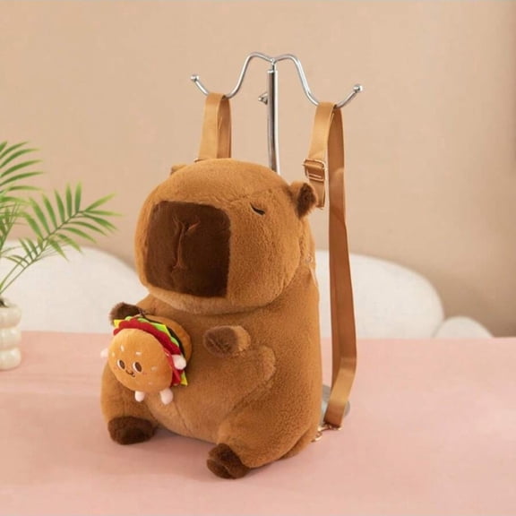 Capybara Plush Backpack, Can Store Cell Phone, Wallet and Keys, Plush Capybara Stuffed Animal, Gifts for Girls