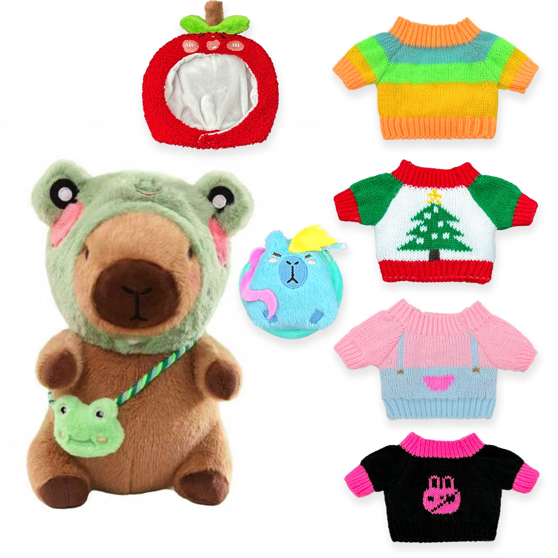Capybara Plush with  Clothes & Accessories, Dress Up Capybara Stuffed Animal plush toys , 10.2 in Cute Plushies for Girl/Boy Birthday or Christmas Gift