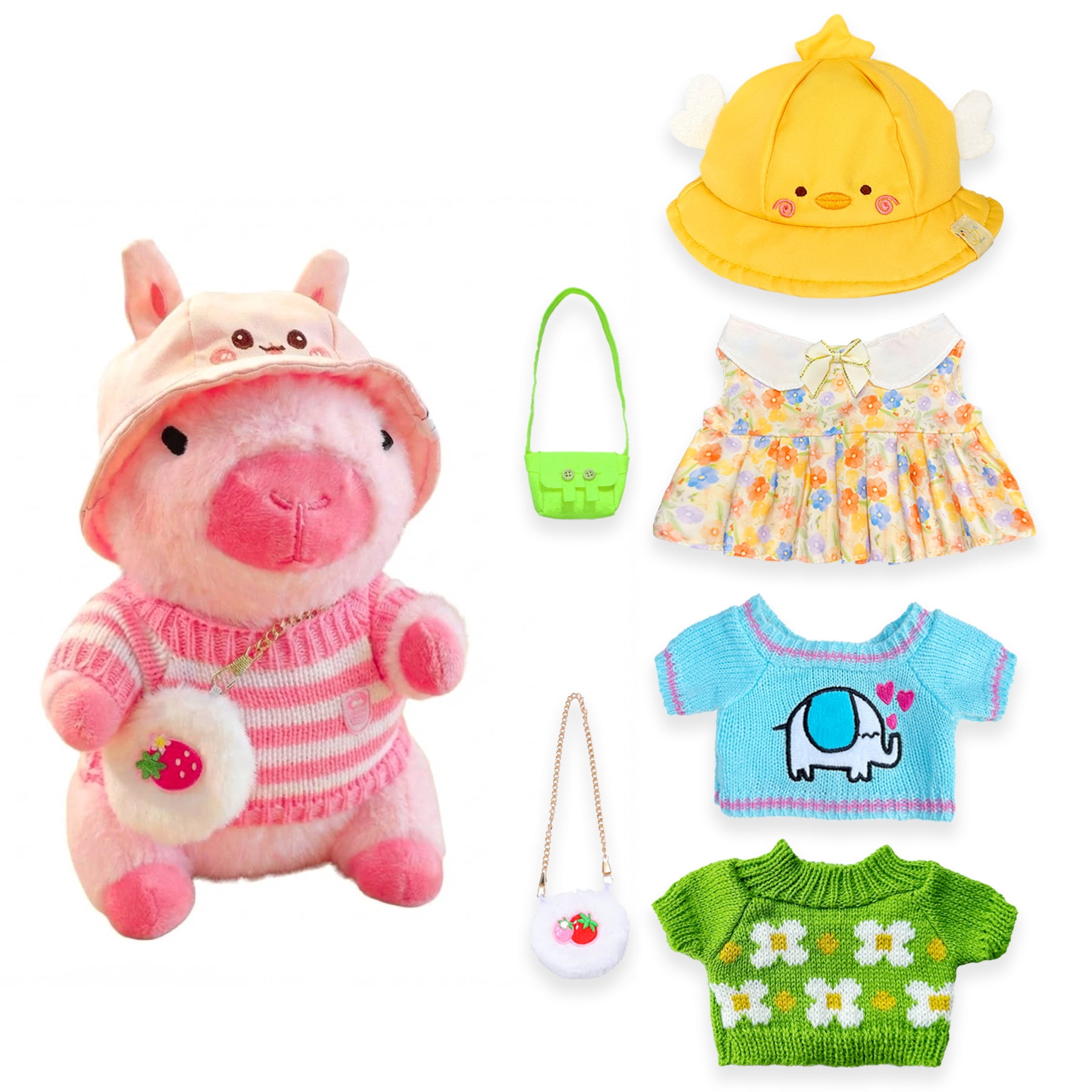 Capybara Plush with  Clothes & Accessories, Dress Up Capybara Stuffed Animal plush toys , 10.2 in Cute Plushies for Girl/Boy Birthday or Christmas Gift