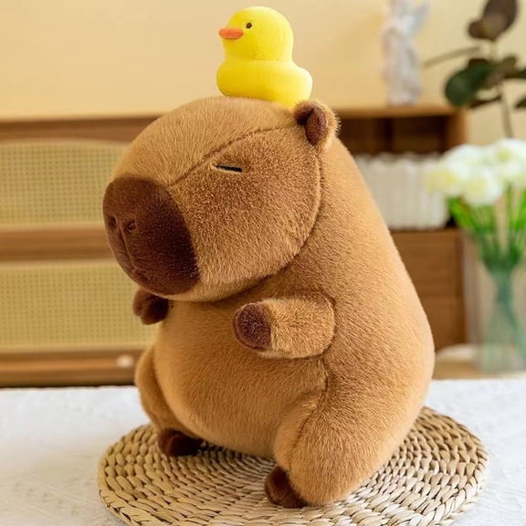 Capybara Plush,Cute Plushies Capybara Stuffed Animals,Capybara Plush Toys,Kawaii Plushie Stuffed Toy with Flower Plushies Gifts for Kids Adults Birthday Plushies,Brown 12