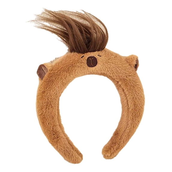 Capybara Plush Makeup Headband - Soft Hair Hoop with Non-Slip Clip for Skincare & Home Use(1Pcs, B)