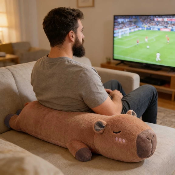 Capybara Plush Pillow, Soft Long Stuffed Animal Hugging Cushion, Cute Capybara Body Pillow for Kids Adults, Home Bedroom Sofa Decor 14.2x9.8x2.4 Inch