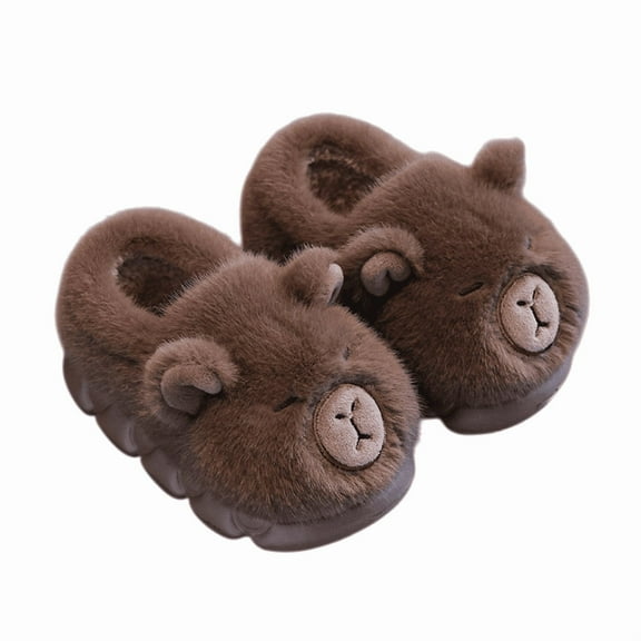 Capybara Plush Slippers for Family, Soft Warm Indoor House Shoes, Cozy Anti-Slip Sole, Cute Animal Design, Fluffy Winter Home Bedroom Slippers, Gift for Women and Men