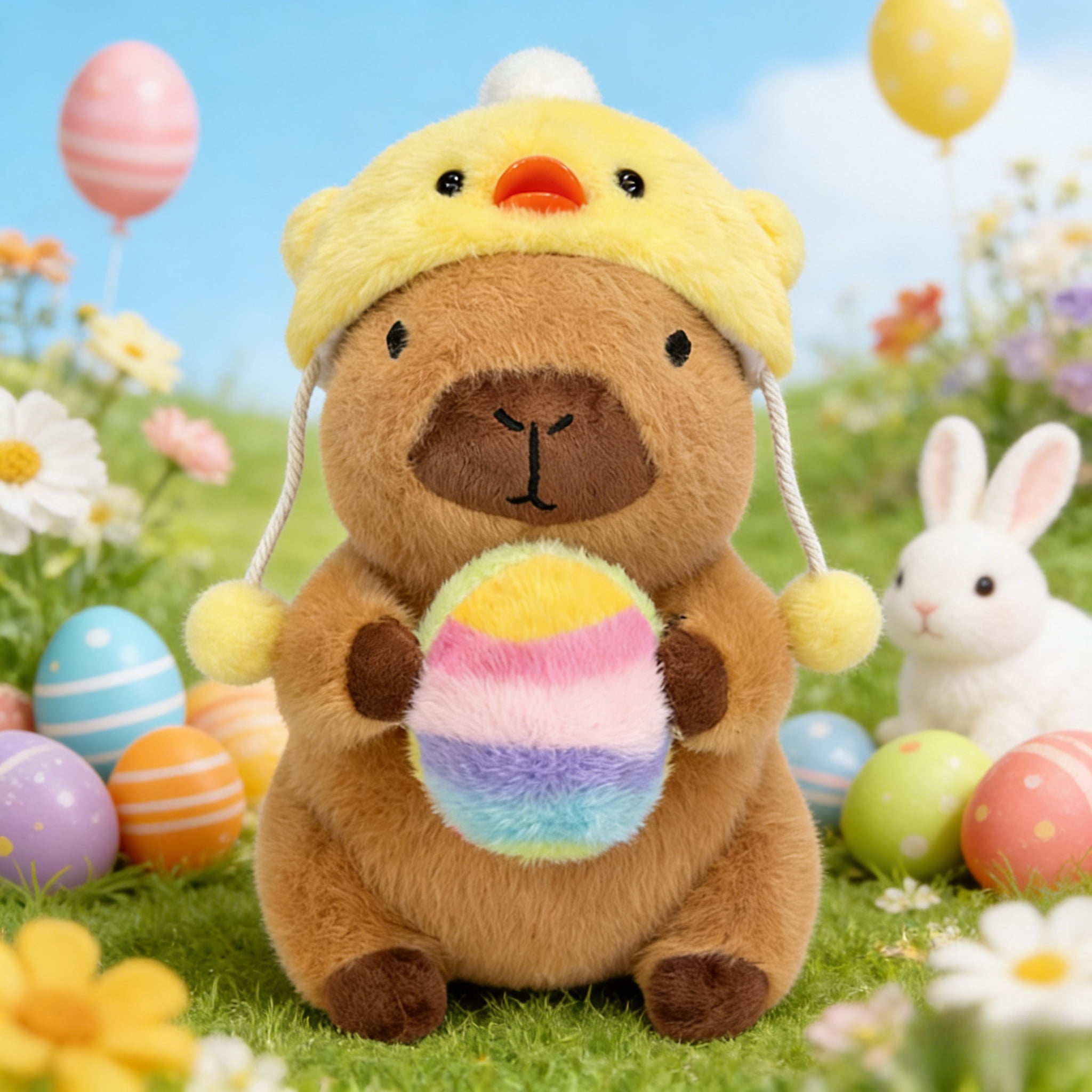 Capybara Plush Stuffed Animal 10.2 Inch, Easter Bunny Outfit Capybara Stuffed Animal Plush Toy, Cute Plushies Plushie for Kids, Girls Birthday Gifts Age 8-10