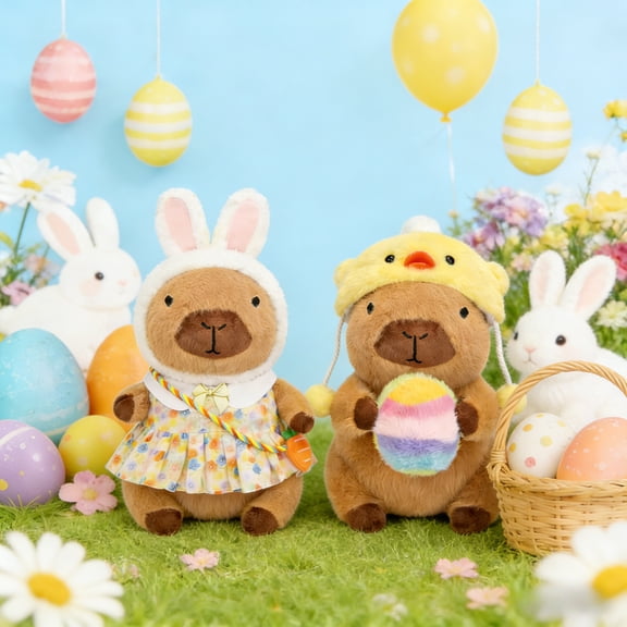 Capybara Plush Stuffed Animal 10.2 Inch, Easter Bunny Outfit Capybara Stuffed Animal Plush Toy, Cute Plushies Plushie for Kids, Girls Birthday Gifts Age 8-10