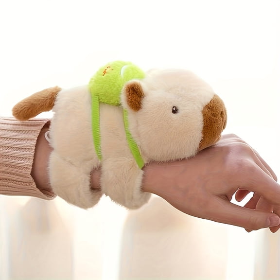 Capybara Plush Stuffed Animal with Animal Hug Clap Bracelet, Soft Cute Plush Toys for Kids Girls, Ideal Birthday Gifts for Children