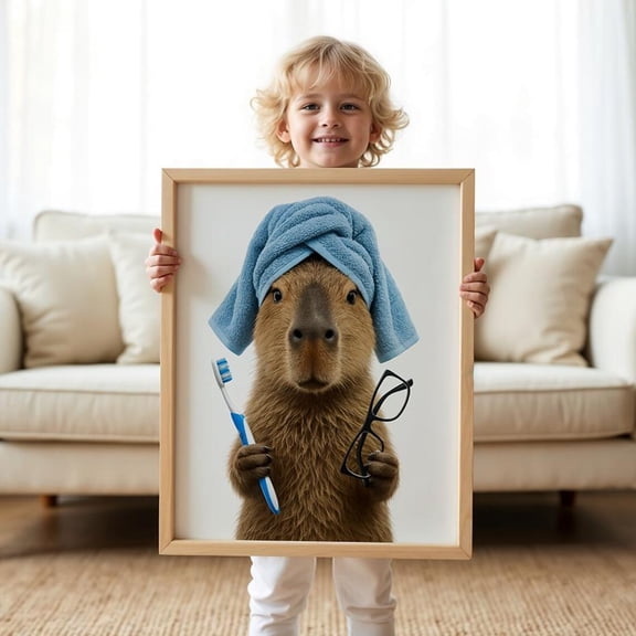 Capybara Poster, Cute Capybara Poster, Bathroom Capybara, Capybara Gift, Capybara Bathroom Wall Decor, Capybara Gift, Toddler Bathroom, Unframed Poster Size 8x12