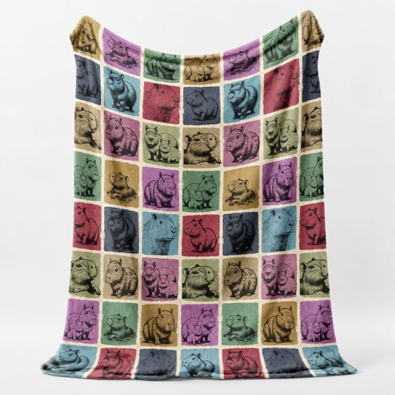 Capybara Print 3D Fleece Throw Blanket, Soft 280 Gsm Polyester, Animal Lover Decor for Couch, Sofa & Bed