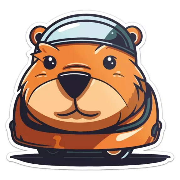 Capybara Racer Sticker Phone Decal Water Bottle Stickers Car Decals, Laptop Sticker