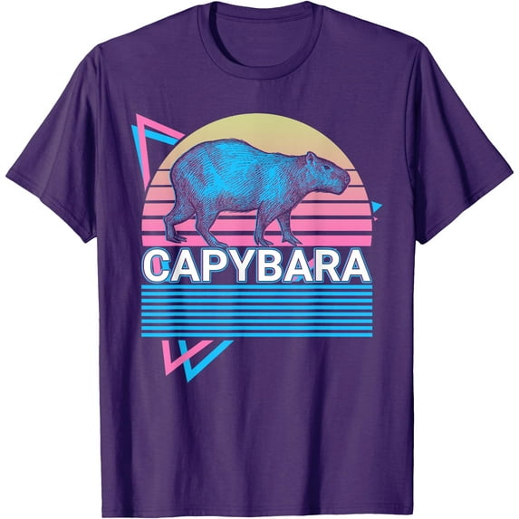 Capybara Retro Gift Friendly Animal Unisex T-Shirt for Men Women Kids Toddler,Purple Color,Size M