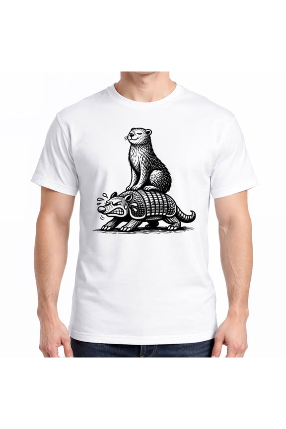Capybara Riding Armadillo T-Shirt – Funny Animal Mashup Graphic Tee – Weird & Whimsical Gift