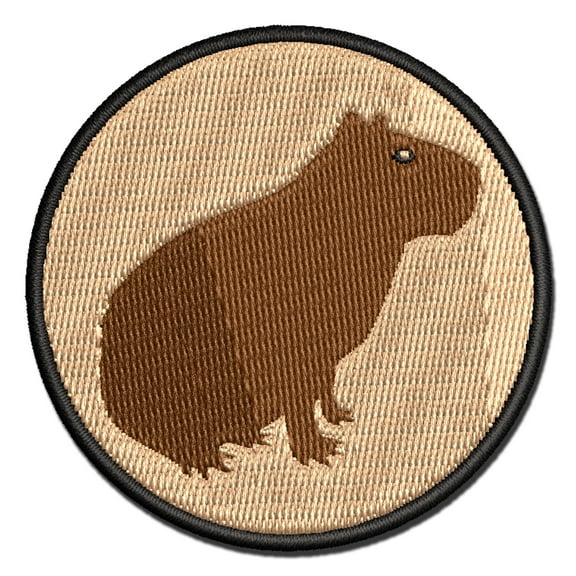 Capybara Rodent Silhouette Applique Multi-Color Embroidered Hook & Loop Patch - 2.0 Inch Mini