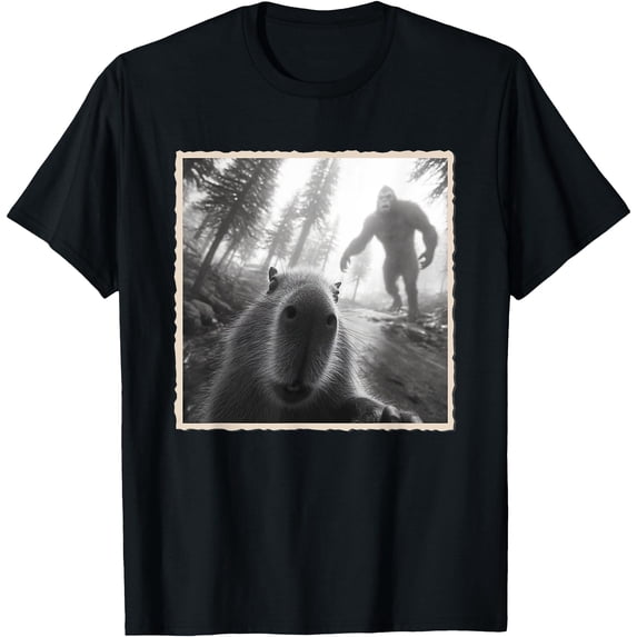 Capybara Scared Selfie With Bigfoot Funny Sasquatch T Shirt Unisex T capybara-scared-selfie-with-bigfoot-funny-sasquatch-t-shirt-unisex-t