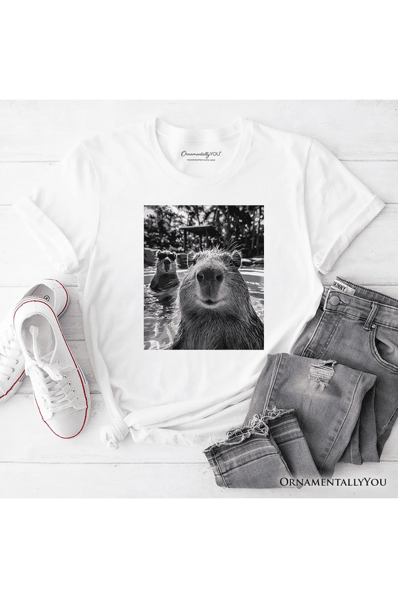 Capybara Selfie Funny T-Shirt, Meme Animal Photo Style Tee