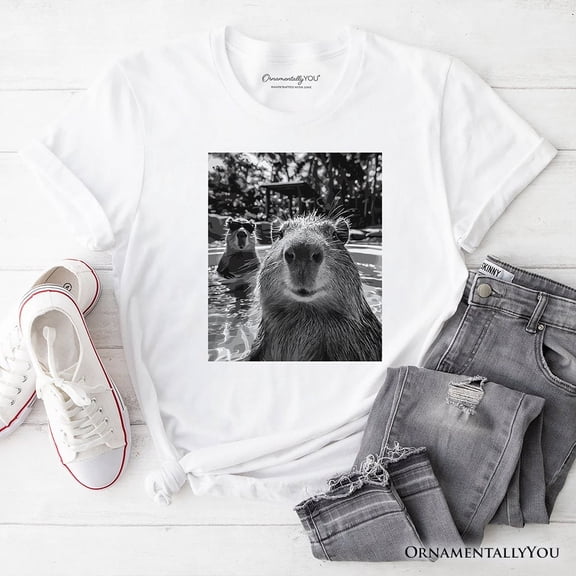 Capybara Selfie Funny T-Shirt, Meme Animal Photo Style Tee