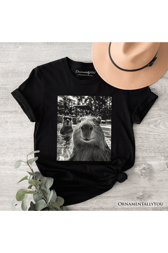 Capybara Selfie Funny T-Shirt, Meme Animal Photo Style Tee