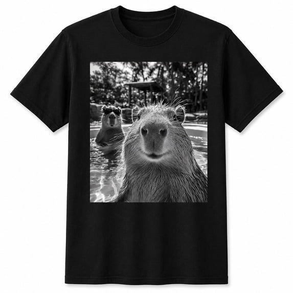 Capybara Selfie Graphic T-Shirt, Unisex Classic Fit Funny Animal Tee ...