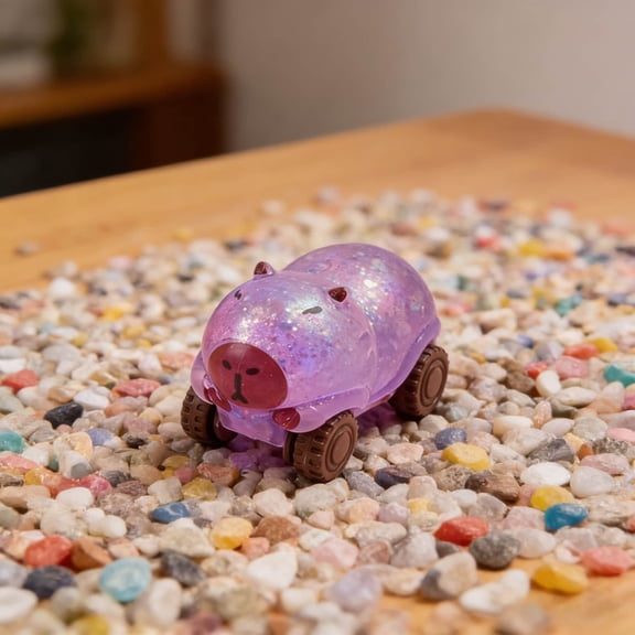 Capybara Shape Sliding Car Stress Relief Toy for Adults, 4-Wheel Deformable Hand Relax Tool, Flexible Design for Kneading & Tension Release, Portable Decompression Toy for Home & Office Use, Purple