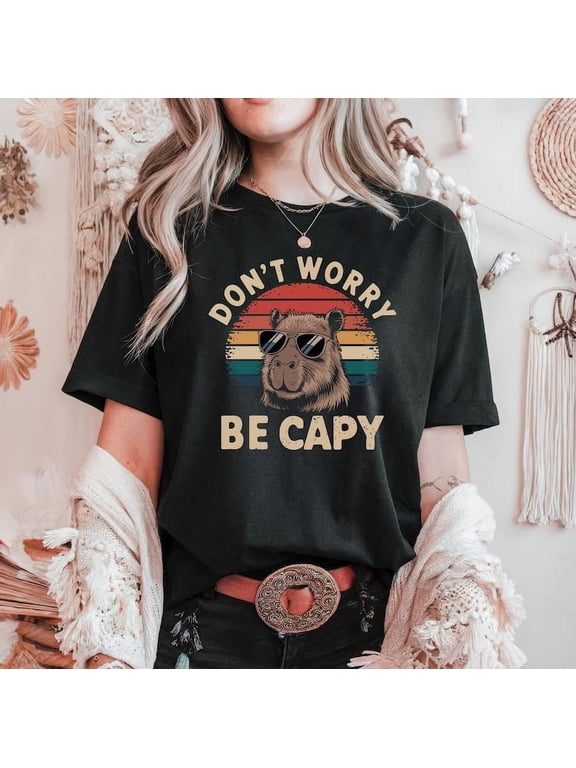 Capybara Shirt, Don't Worry Be Cappy Shirt, Funny Capybara Graphic Tee, Funny Capybara Vintage T-shirt, Capybara Lover Gift,Funny Cappy Gift TH310522
