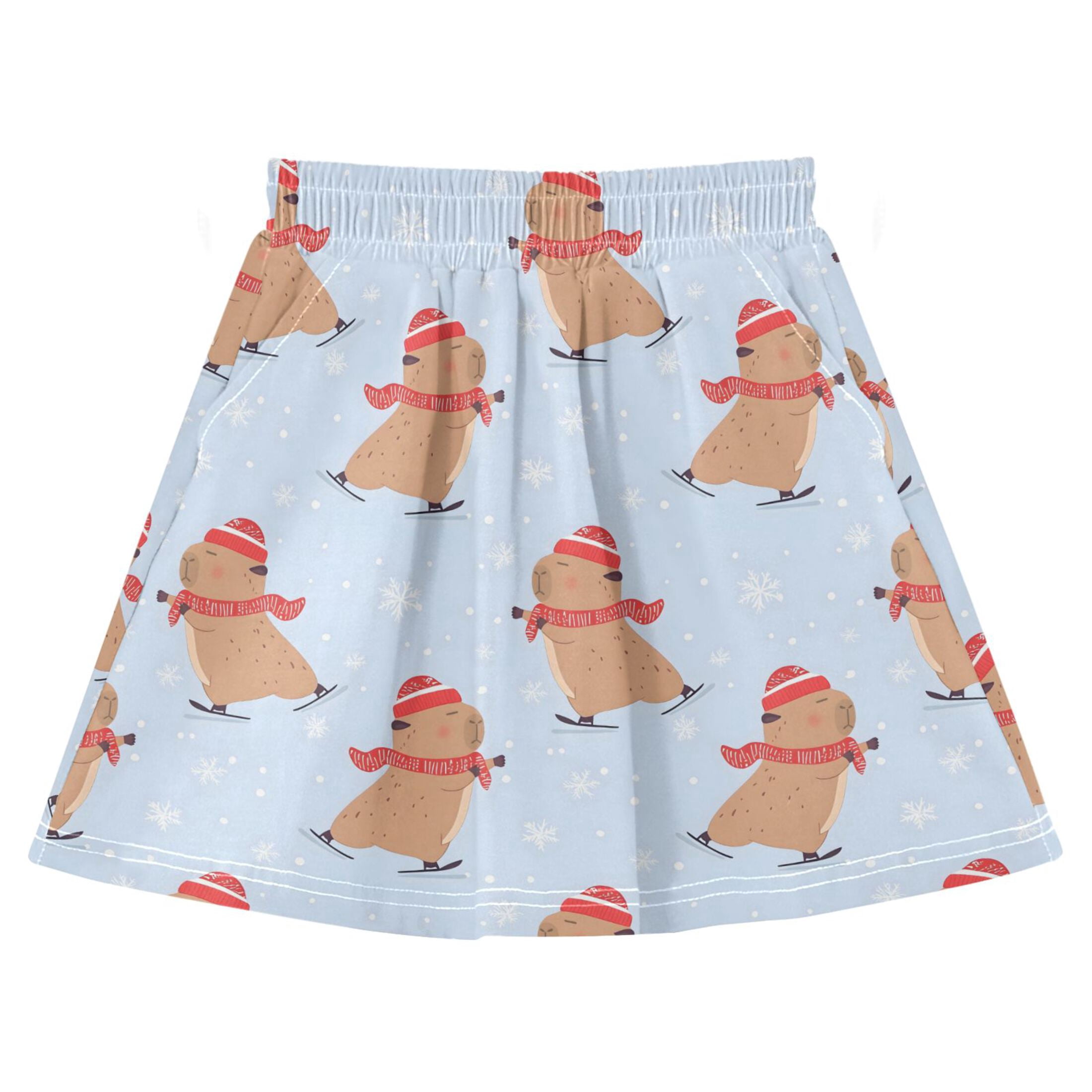 Capybara Skate Snowflake Pattern Athletic Skirt with Pockets and Built ...