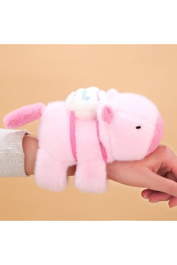 Capybara Slap Bracelets Plush Capybara Huggers Bracelets Stuffed Animal Slap Band Birthday Easter Christmas Party Favors（Pink,5.9 Inch）