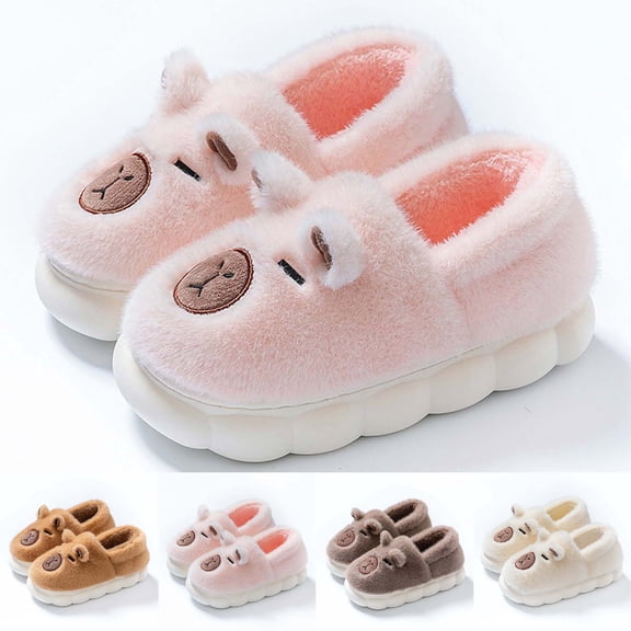 Capybara Slippers For Women Men Cute Fluffy Animal Slippers Warm Winter Wear Home Cozy Furry Soft Indoor Kawaii Shoes White 37