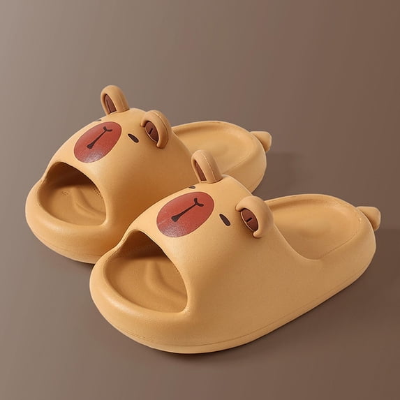 Capybara Slippers for Kids Animal Slide Sandals (Brown 4.5-5 Years)