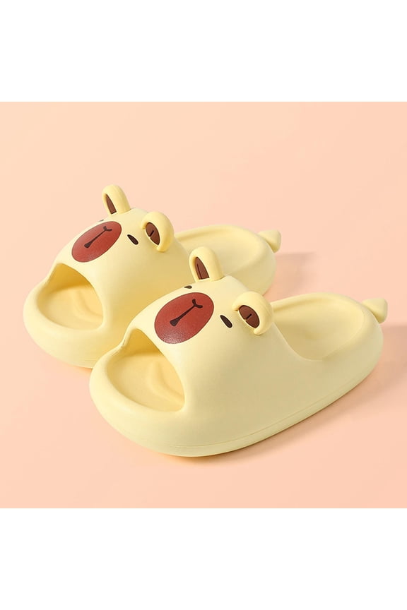 Capybara Slippers for Kids Animal Slide Sandals (Yellow 5.5-6 Years)