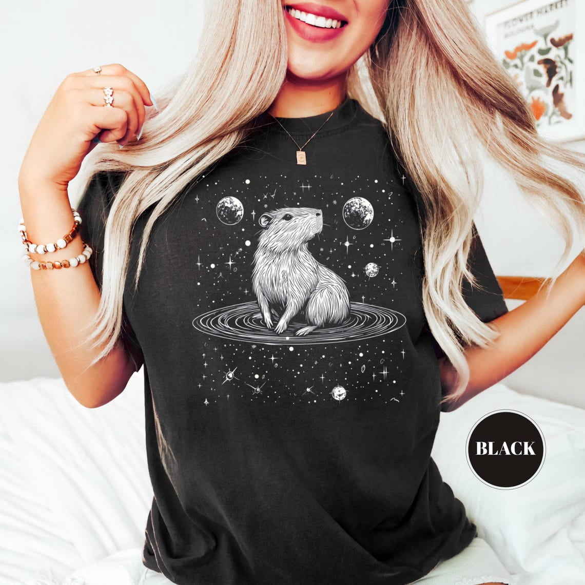 Capybara Space T-Shirt, Capybara , Cute Celestial Shirt, Capybara Tee ...