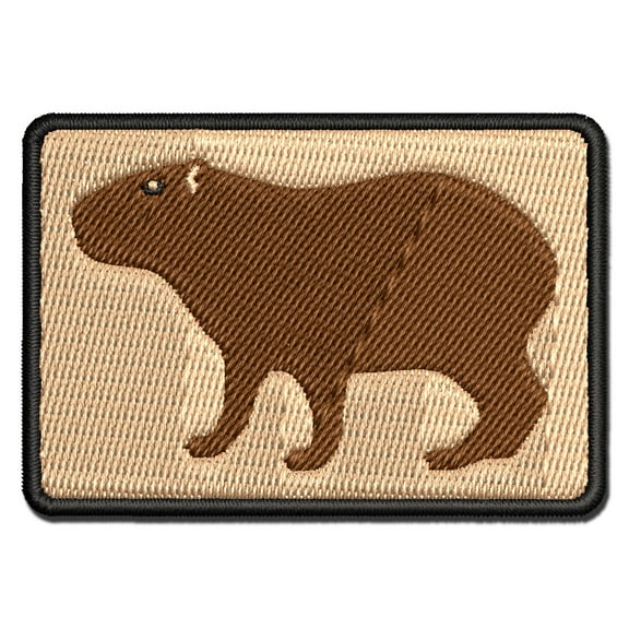 Capybara Standing Silhouette Applique Multi-Color Embroidered Iron-On Patch - 2.0 Inch Mini