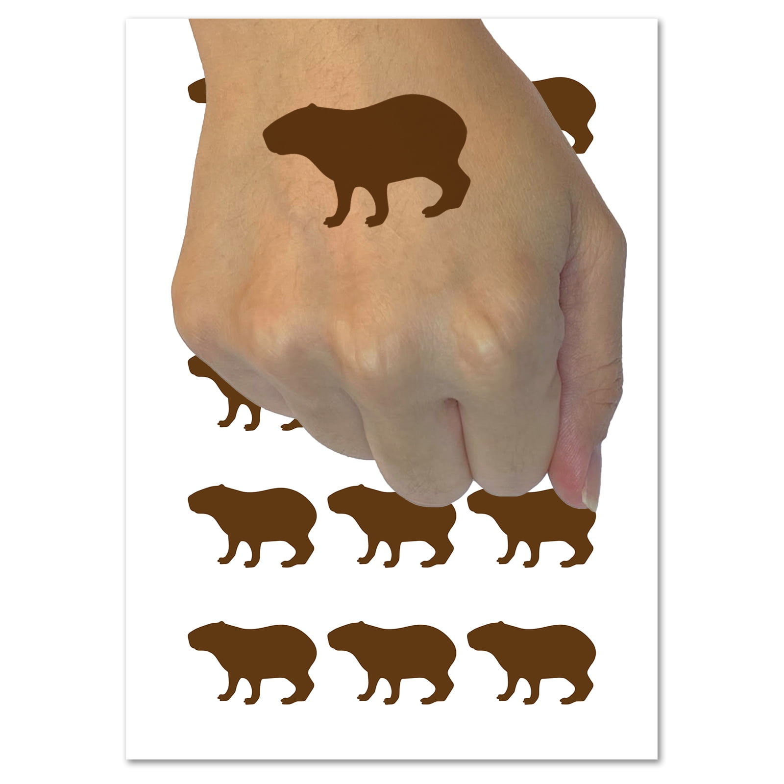 Muteitt 20 Pcs Capybara Tattoo Stickers Children Cartoon Capybara Temporary Tattoos Kids Art Animals Tattoos For Birthday Party