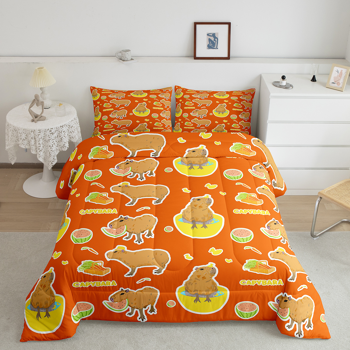 Capybara Sticker Bedding Funny Capybaras Comforter Set Capybara