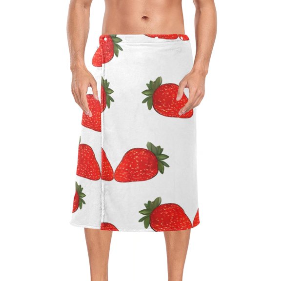 Capybara Strawberry Bath Towel Wrap for Man Adjustable Shower Wrap Button Closure Body Towel for Sauna Gym