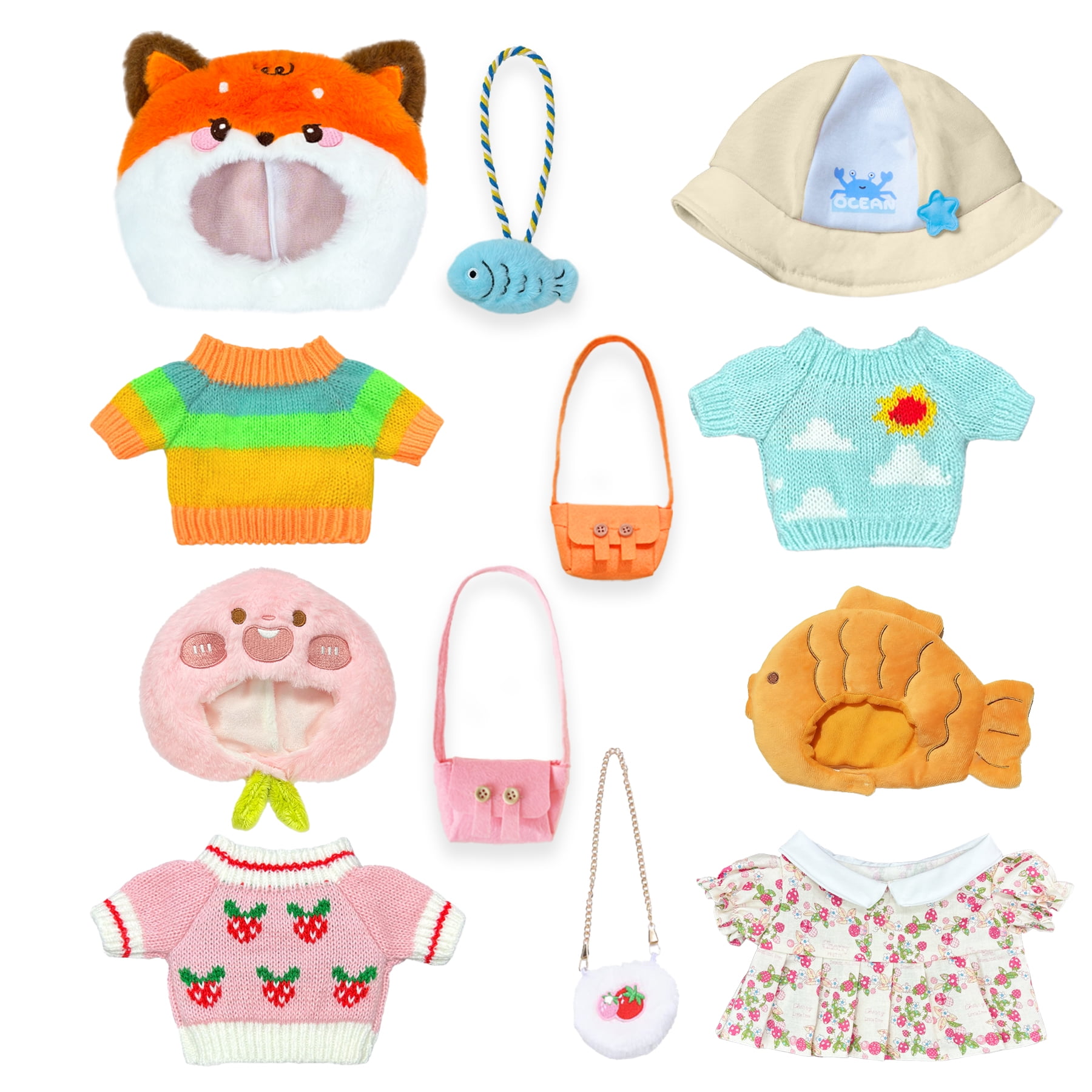 Capybara Stuffed Toy Dress-Up Set, 12 Pcs Outfits & Accessories for 12-Inch Capybara Plush