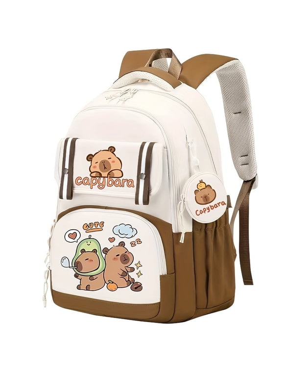 Capybara Theme Backpack for Girls Cute Girls Backpack Kawaii Bookbag for Girls Kingdergarten Teens Elementary School Student